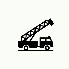  very simple flat and single minimalist Fire Truck Ladder Silhouette in black on a white background 