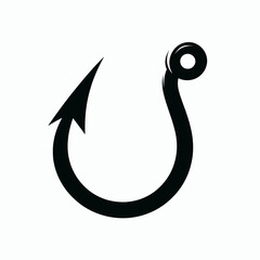 Fototapeta premium very simple flat and single minimalist Fishing Hook Silhouette in black on a white background 