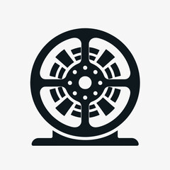 Obraz premium very simple flat and single minimalist Film Reel Spool Silhouettes in black on a white background 