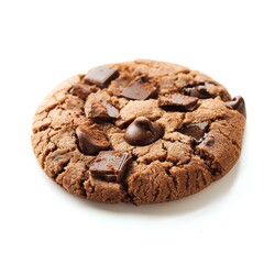Fototapeta premium Chocolate Chunk Cookie Closeup on White Background Perfect Treat