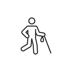 Blind person con. Simple icon representing a person with a white cane. Essential for accessibility features and awareness content. Vector illustration