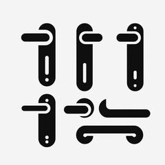 Obraz premium very simple flat and single minimalist Door Handle Silhouettes in black on a white background 
