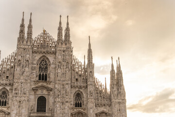 Cathedral Duomo di Milano with close-up with details.
