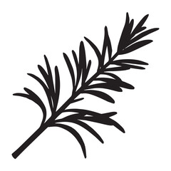 Rosemary black silhouette vector art and illustration white Background