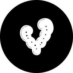 Abstract depiction of connected shapes forming a stylized letter V on black