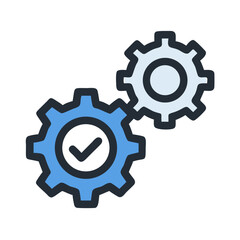 Gears with Check Mark Icon Design