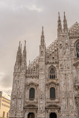 Cathedral Duomo di Milano with close-up with details.