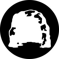 Abstract monochrome rendering of geological formation within black circle