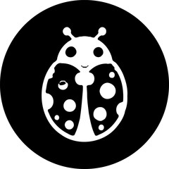 Stylized Ladybug Icon on Black Background for Creative Design Elements