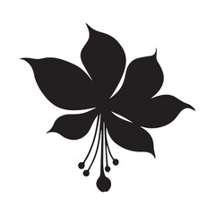 Fuchsia flower silhouette vector illustration white Background