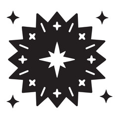 Shine sparkle icon black silhouette vector art and illustration white Background