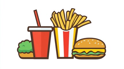 Icon indicating the prohibition of fast food items, for health education
