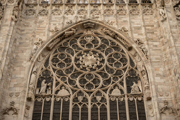 Cathedral Duomo di Milano with close-up with details.