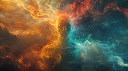 Mystical energy embodiment in a vibrant cosmic realm enhancing spiritual awareness and serenity