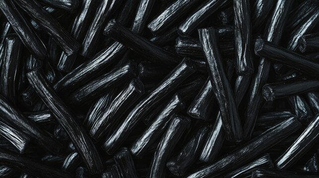 Pile of Black Licorice Sticks Close Up for Snack or Treat