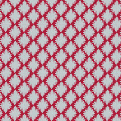 Seamless Red and White Geometric Pattern with Ethnic Diamond Motifs