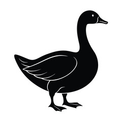 Goose Silhouette Vector | Black and White Goose Bird Illustration Art Design