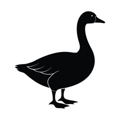 Goose Silhouette Vector | Black and White Goose Bird Illustration Art Design