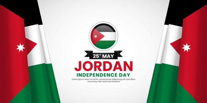 Jordan independence day banner background 25th of May design element with realistic waving flag