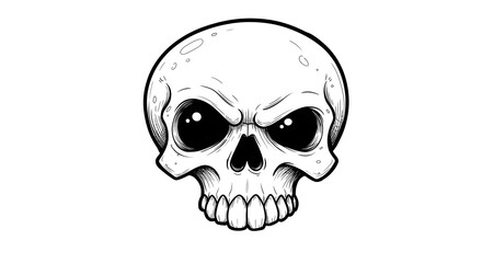 Expressive Skull Vector Illustration with Big Eyes for Horror Themes