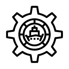 Gear with Ship Steering Wheel Icon Design