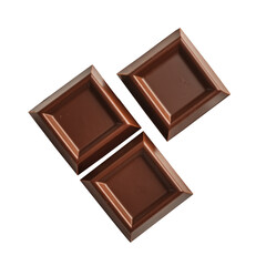 milk chocolate squares on white background
