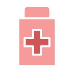 Obraz premium Pink Medicine Bottle with a White Cross Graphic