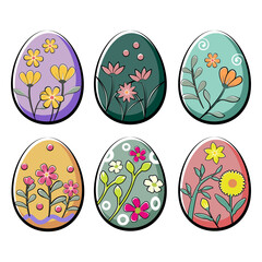Decorative Floral Easter Eggs Set Collection
