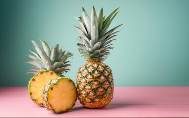 pineapple on green background