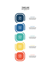 4 Steps elements placed in vertical row. Concept of 4 successive steps of project development process. Flat infographic design template. Simple vector illustration for business analytics.