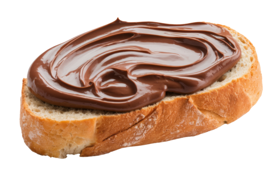 chocolate spread on bread slice isolated on background