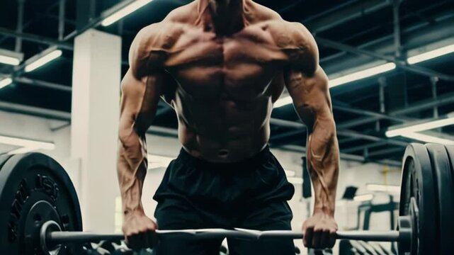Intense weightlifting routine showcasing muscular strength and determination