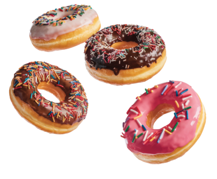 colorful donuts isolated on white background