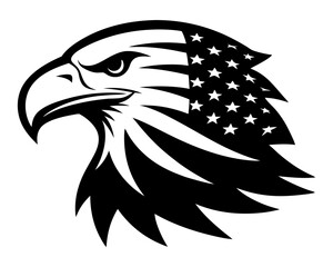 Eagle Head with American Flag Silhouette Vector & SVG | Patriotic USA Vector Design