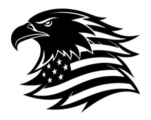 Eagle Head with American Flag Silhouette Vector & SVG | Patriotic USA Vector Design