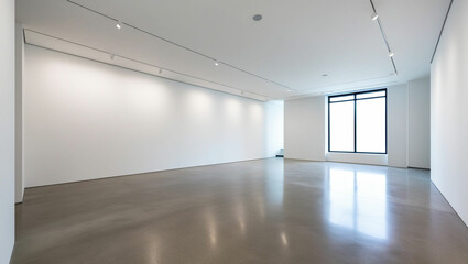 Fototapeta premium Minimalist Modern Art Gallery Interior with White Walls and Natural Light