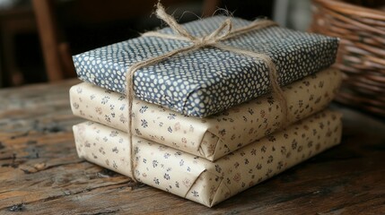 Obraz premium Handcrafted Gift Wrapping with Realistic Patterns for Unique Present Presentation
