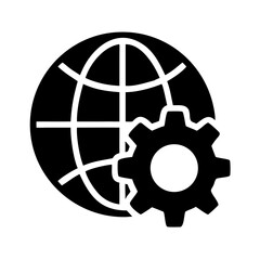 Globe with Attached Gear Icon Design