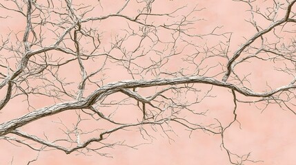 Obraz premium Intricate Neuron-Like Branch on Soft Pink Background Art
