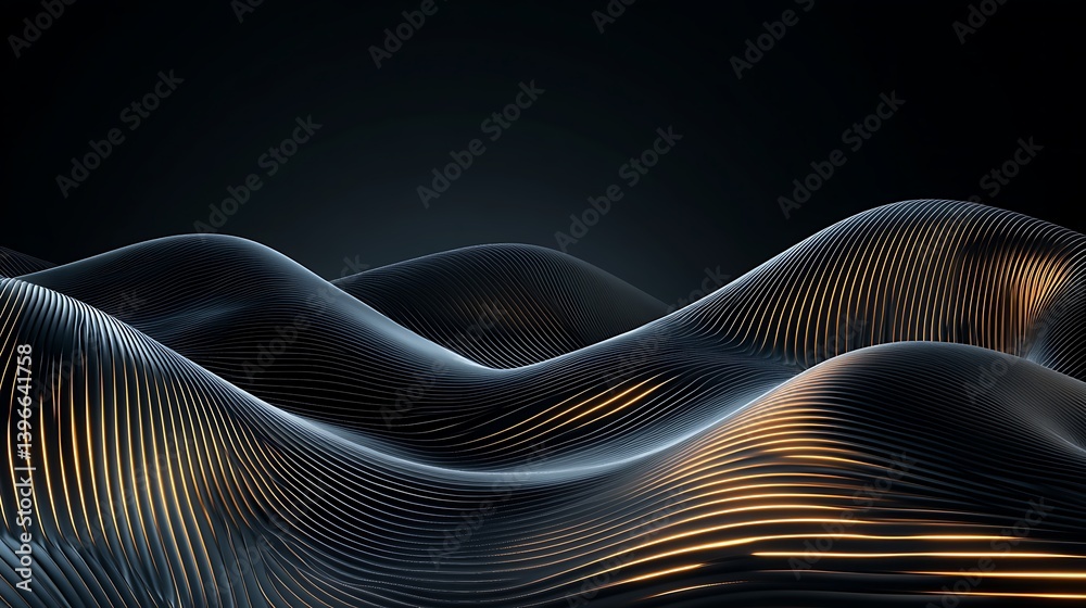 Aufkleber Abstract waves of light and shadow creating a dynamic visual flow in a dark background