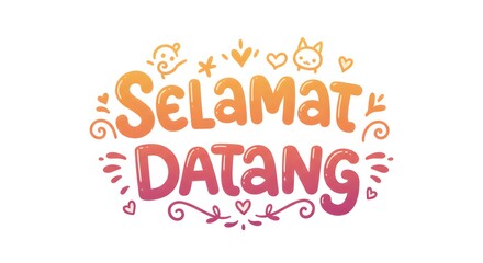 Aesthetic lettering illustration conveying a warm welcome with cute doodles