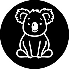 Stylized koala illustration centered in a black circle emblem design