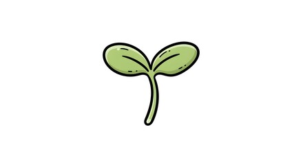 Illustration of Young Sprout Symbolizing Growth, Development and Beginning