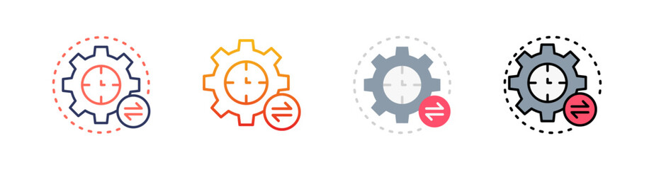 Timer Multi Style Icon Set Vector 