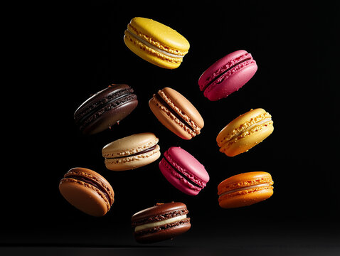 colorful macarons in various flavors. concept photo.