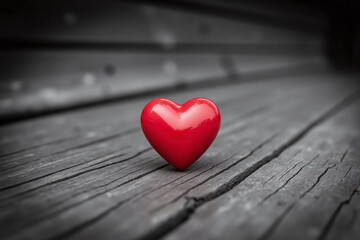 Fototapeta premium red heart sitting on top of a wooden table