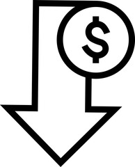 Decrease icon in Line. isolated on transparent background