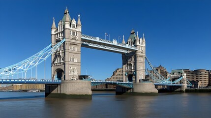 Obraz premium Iconic Tower Bridge in London Against a Clear Blue Sky