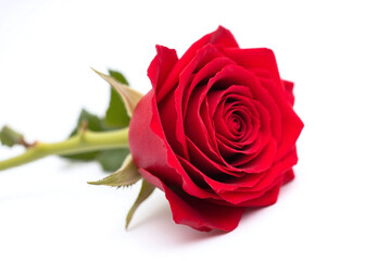 single red rose on a white background
