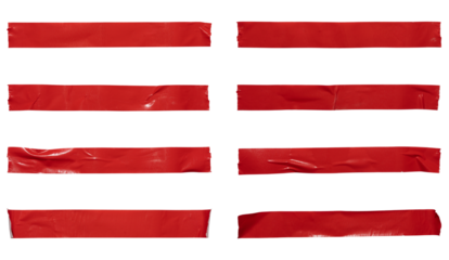 Set of red banners paper stickers sheets, Copy space for text preview tags labels elements design, isolated on white background, png	